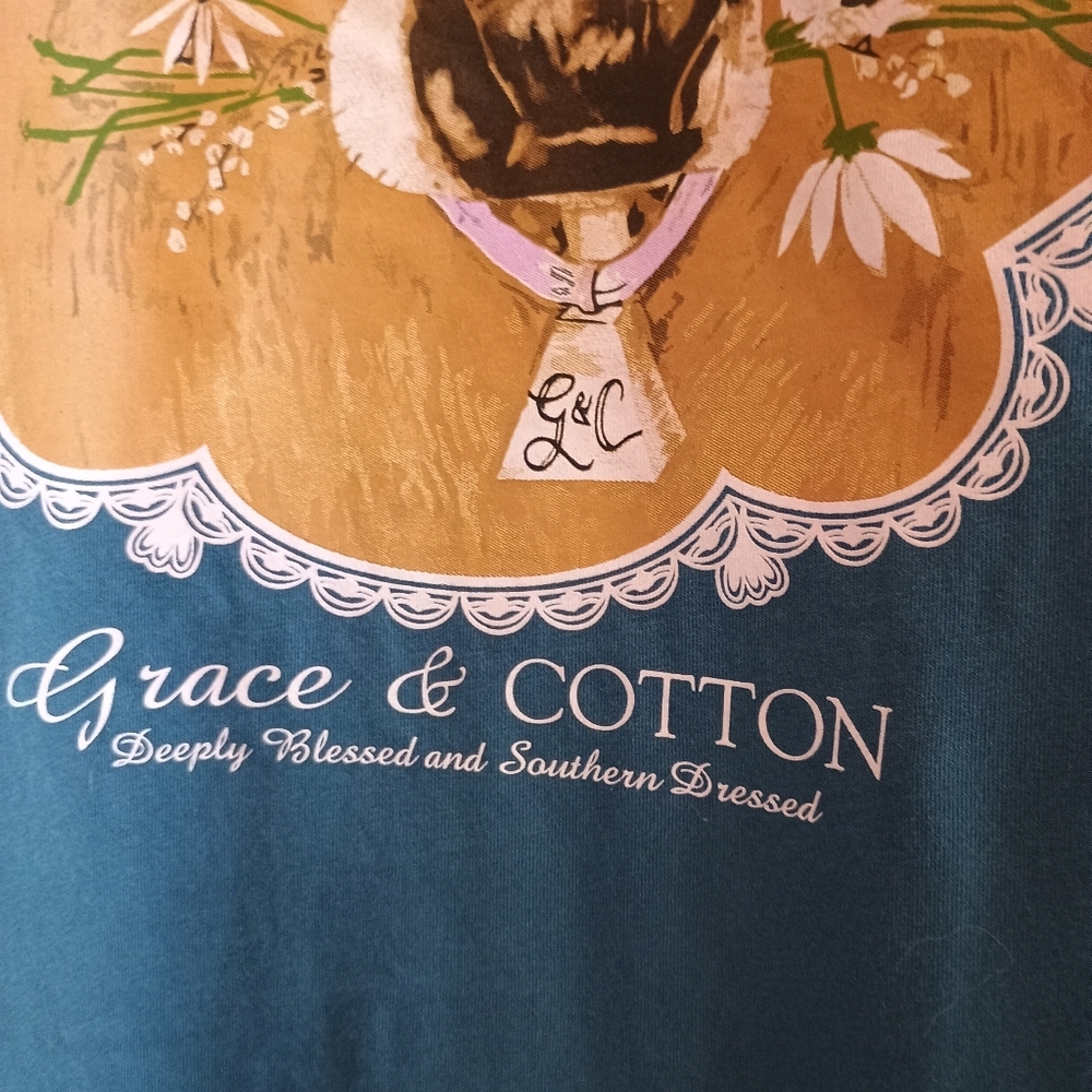 Grace & Cotton Heavens to Betsy Cow Graphic Long‎ Sleeve Tee Medium Southern... - Picture 8 of 11